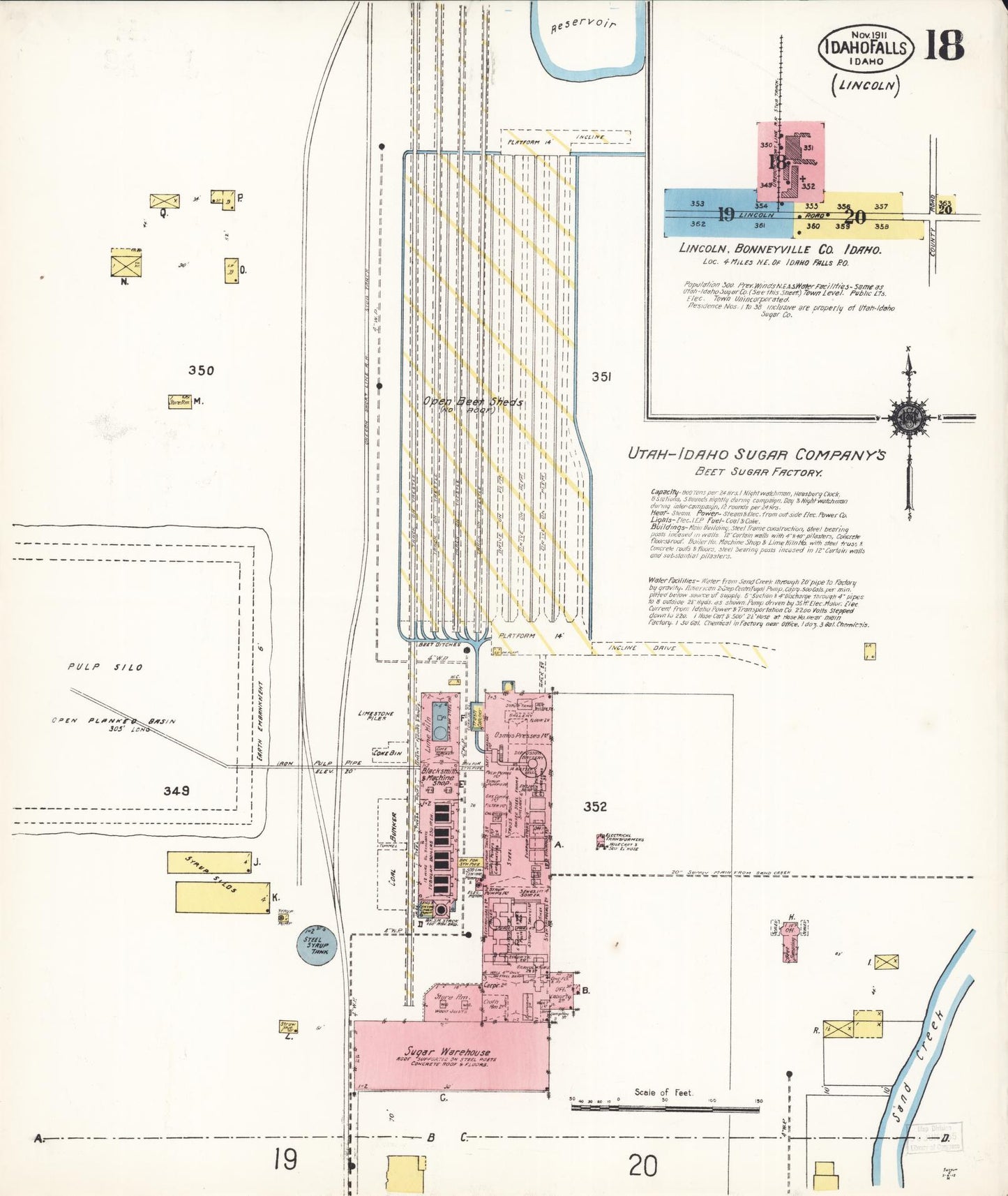 Sanborn Fire Insurance Map from Idaho Falls, Bonneville County, Idaho (1911), Sheet #0018 - Historic Sanborn Fire Insurance Map Print, vintage old map wall art, antique decor, genealogy gift, Idaho Idaho map