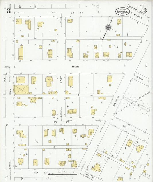 Sanborn Fire Insurance Map from Idabel, McCurtain County, Oklahoma (1927), Sheet #0003 - Historic Sanborn Fire Insurance Map Print, vintage old map wall art, antique decor, genealogy gift, Oklahoma Oklahoma map