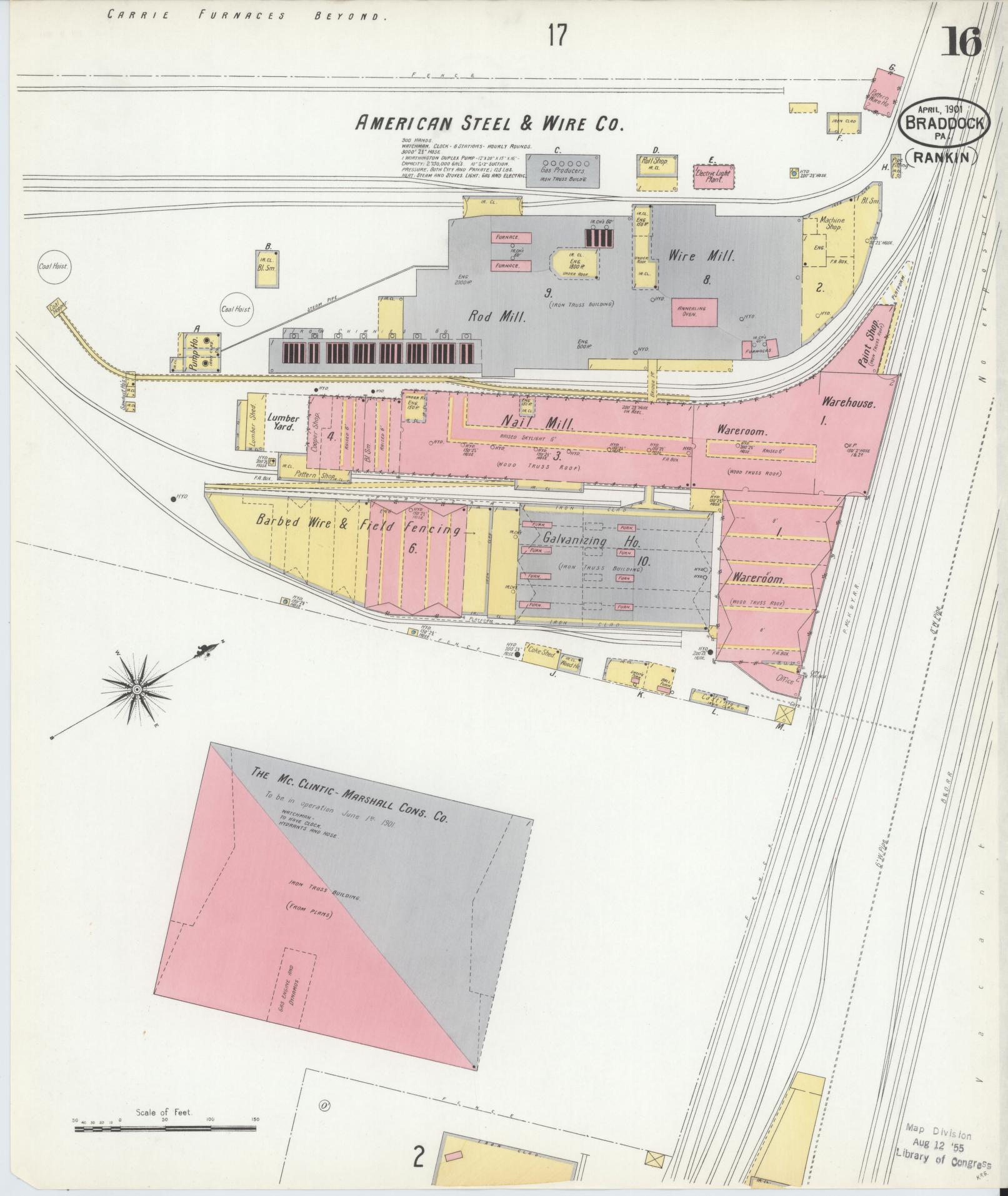Sanborn Fire Insurance Map from Braddock, Allegheny County, Pennsylvania (1901), Sheet #0016 - Historic Sanborn Fire Insurance Map Print, vintage old map wall art, antique decor, genealogy gift, Pennsylvania Pennsylvania map