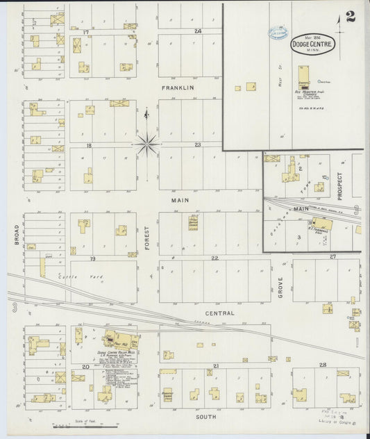 Sanborn Fire Insurance Map from Dodge Center, Dodge County, Minnesota (1894), Sheet #0002 - Historic Sanborn Fire Insurance Map Print, vintage old map wall art, antique decor, genealogy gift, Minnesota Minnesota map