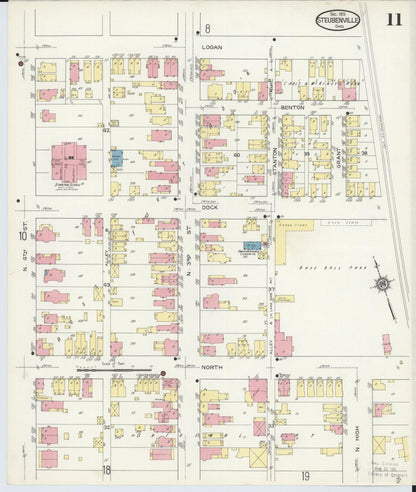 Sanborn Fire Insurance Map from Steubenville, Jefferson County, Ohio (1913), Sheet #0011 - Complete Map Set gallery image, historic Sanborn map, vintage wall art, Ohio Ohio