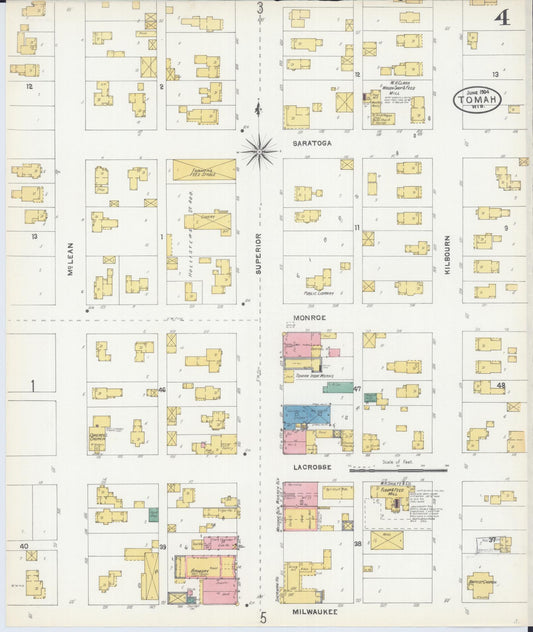 Sanborn Fire Insurance Map from Tomah, Monroe County, Wisconsin (1904), Sheet #0004 - Historic Sanborn Fire Insurance Map Print, vintage old map wall art, antique decor, genealogy gift, Wisconsin Wisconsin map