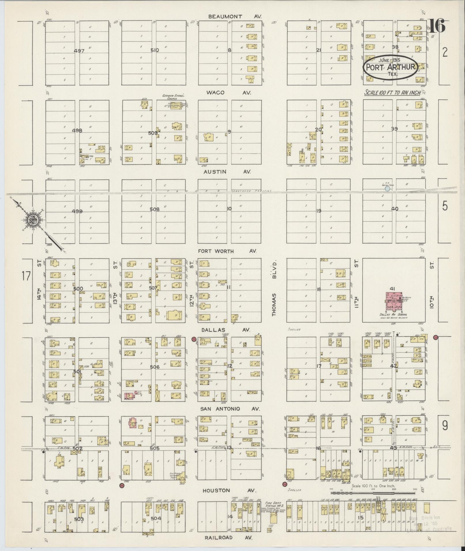 Sanborn Fire Insurance Map from Port Arthur, Jefferson County, Texas (1915), Sheet #0016 - Complete Map Set gallery image, historic Sanborn map, vintage wall art, Texas Texas