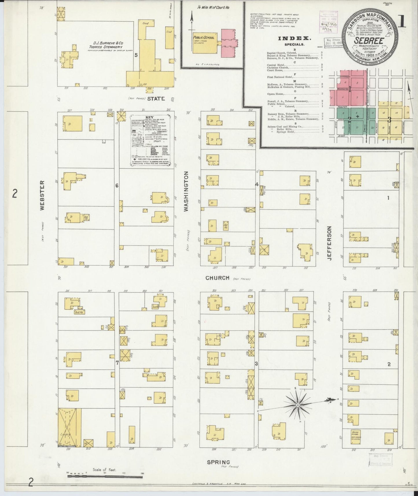 Sanborn Fire Insurance Map from Sebree, Webster County, Kentucky (1903), Sheet #0001 - Complete Map Set gallery image, historic Sanborn map, vintage wall art, Kentucky Kentucky