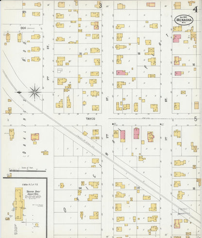 Sanborn Fire Insurance Map from Menasha, Winnebago County, Wisconsin (1900), Sheet #0004 - Complete Map Set gallery image, historic Sanborn map, vintage wall art, Wisconsin Wisconsin
