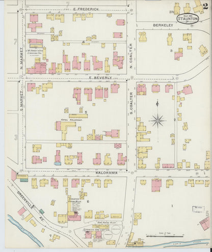 Sanborn Fire Insurance Map from Staunton, Independent Cities, Virginia (1894), Sheet #0002 - Complete Map Set gallery image, historic Sanborn map, vintage wall art, Virginia Virginia
