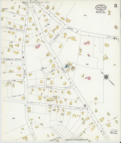 Sanborn Fire Insurance Map from Milton, Norfolk County, Massachusetts (1911), Sheet #0008 - Historic Sanborn Fire Insurance Map Print, vintage old map wall art, antique decor, genealogy gift, Massachusetts Massachusetts map