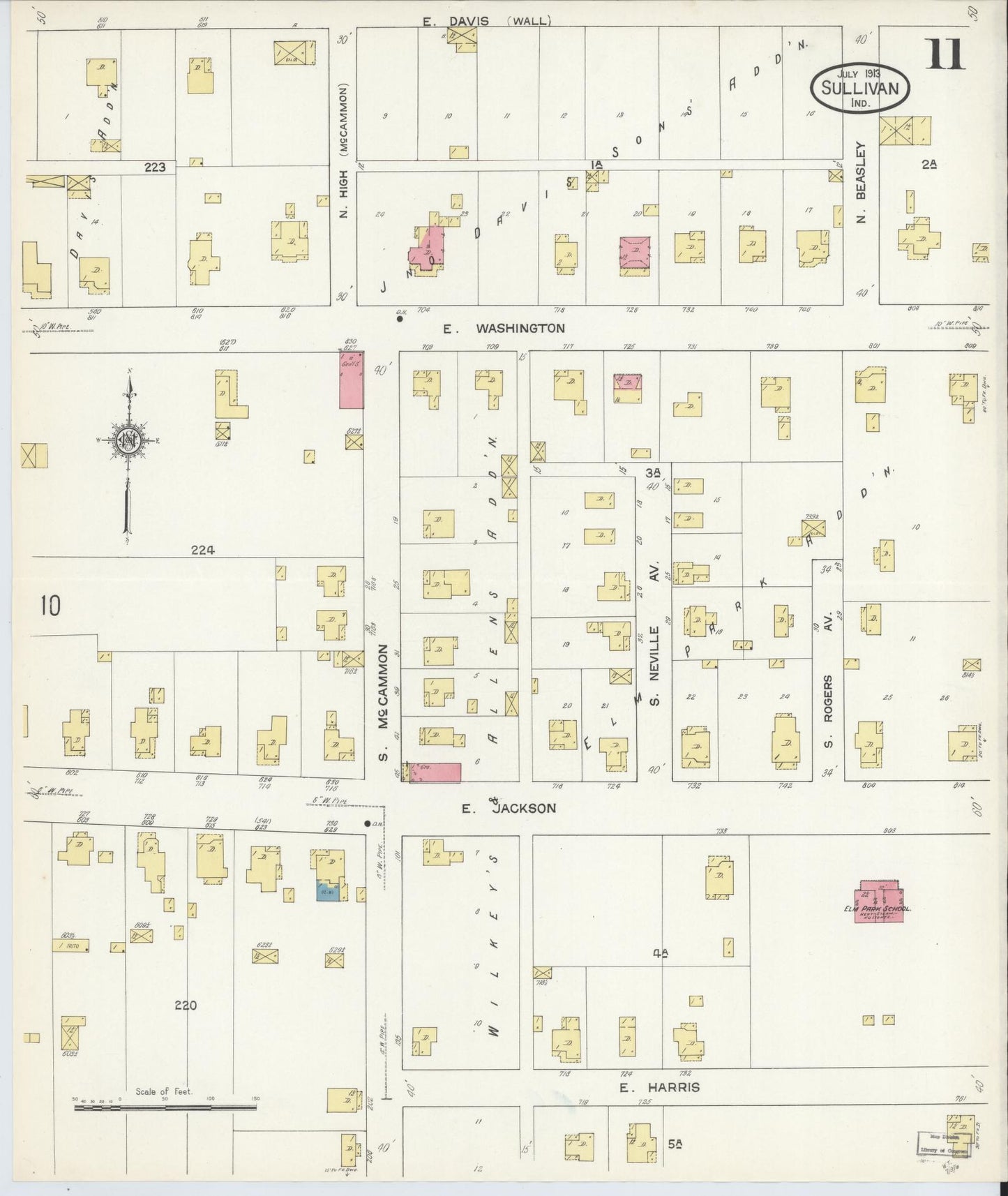 Sanborn Fire Insurance Map from Sullivan, Sullivan County, Indiana (1913), Sheet #0011 - Complete Map Set gallery image, historic Sanborn map, vintage wall art, Indiana Indiana
