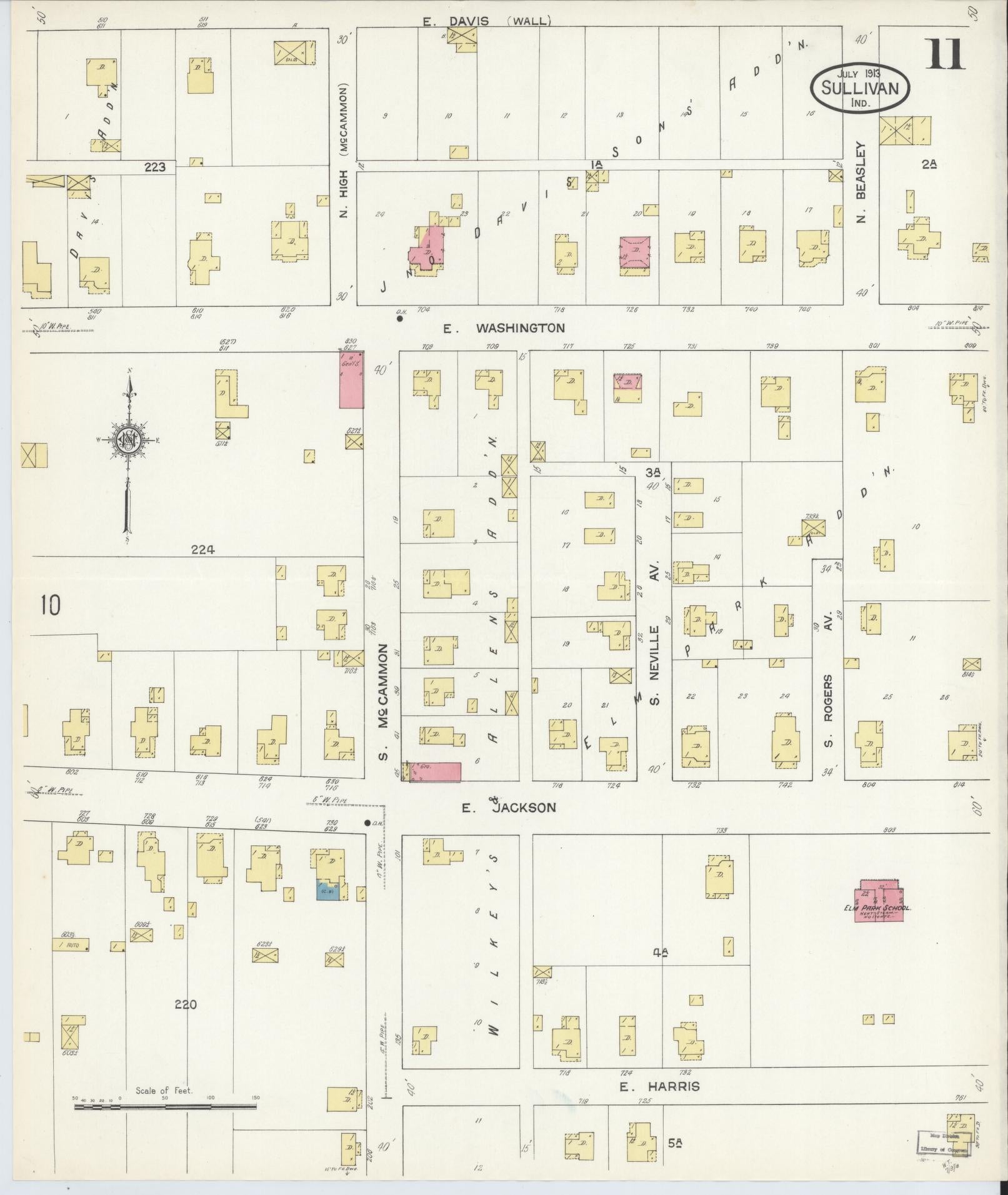 Sanborn Fire Insurance Map from Sullivan, Sullivan County, Indiana (1913), Sheet #0011 - Complete Map Set gallery image, historic Sanborn map, vintage wall art, Indiana Indiana