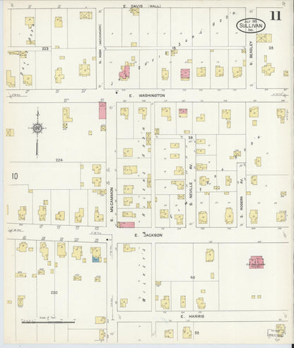 Sanborn Fire Insurance Map from Sullivan, Sullivan County, Indiana (1913), Sheet #0011 - Complete Map Set gallery image, historic Sanborn map, vintage wall art, Indiana Indiana