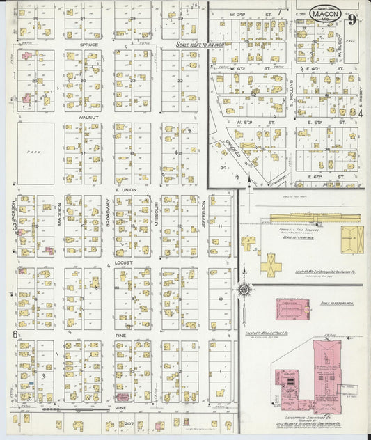 Sanborn Fire Insurance Map from Macon, Macon County, Missouri (1916), Sheet #0009 - Historic Sanborn Fire Insurance Map Print, vintage old map wall art, antique decor, genealogy gift, Missouri Missouri map