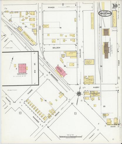 Sanborn Fire Insurance Map from Corpus Christi, Nueces County, Texas (1919), Sheet #0010 - Complete Map Set gallery image, historic Sanborn map, vintage wall art, Texas Texas