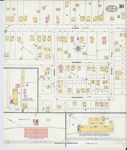 Sanborn Fire Insurance Map from Alliance, Stark County, Ohio (1904), Sheet #0016 - Complete Map Set gallery image, historic Sanborn map, vintage wall art, Ohio Ohio