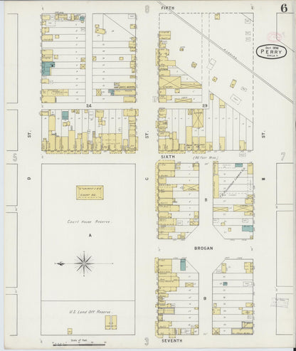 Sanborn Fire Insurance Map from Perry, Noble County, Oklahoma (1894), Sheet #0006 - Complete Map Set gallery image, historic Sanborn map, vintage wall art, Oklahoma Oklahoma