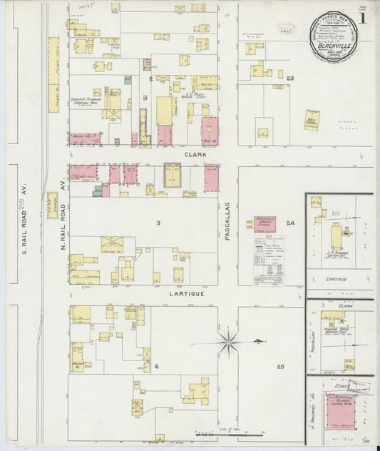 Sanborn Fire Insurance Map from Blackville, Barnwell County, South Carolina (1894), Sheet #0001 - Complete Map Set gallery image, historic Sanborn map, vintage wall art, South Carolina South Carolina