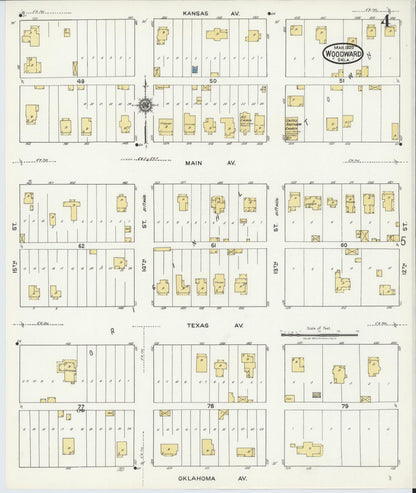 Sanborn Fire Insurance Map from Woodward, Woodward County, Oklahoma (1930), Sheet #0004 - Complete Map Set gallery image, historic Sanborn map, vintage wall art, Oklahoma Oklahoma