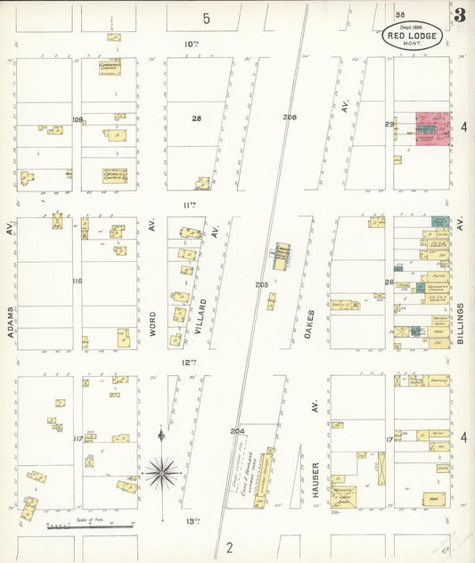 Sanborn Fire Insurance Map from Red Lodge, Carbon County, Montana (1896), Sheet #0003 - Historic Sanborn Fire Insurance Map Print, vintage old map wall art, antique decor, genealogy gift, Montana Montana map