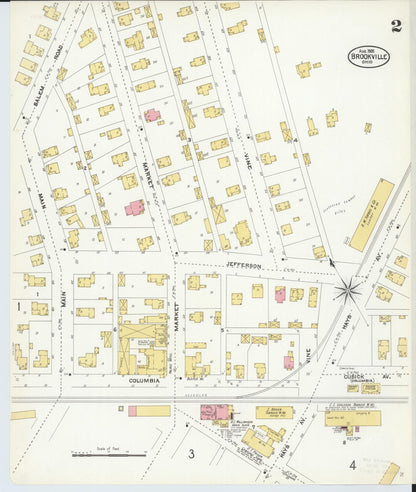 Sanborn Fire Insurance Map from Brookville, Montgomery County, Ohio (1905), Sheet #0002 - Historic Sanborn Fire Insurance Map Print, vintage old map wall art, antique decor, genealogy gift, Ohio Ohio map