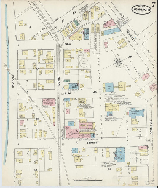 Sanborn Fire Insurance Map from Logansport, Cass County, Indiana (1890), Sheet #0007 - Historic Sanborn Fire Insurance Map Print, vintage old map wall art, antique decor, genealogy gift, Indiana Indiana map