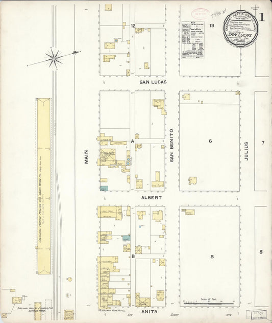 Sanborn Fire Insurance Map from San Lucas, Monterey County, California (1892), Sheet #0001 - Complete Map Set gallery image, historic Sanborn map, vintage wall art, California California