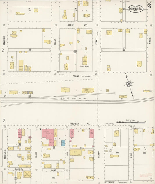 Sanborn Fire Insurance Map from Thompson Falls, Sanders County, Montana (1914), Sheet #0003 - Historic Sanborn Fire Insurance Map Print, vintage old map wall art, antique decor, genealogy gift, Montana Montana map