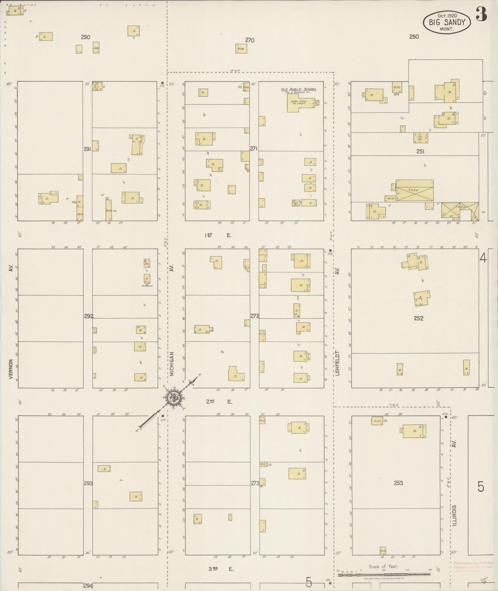 Sanborn Fire Insurance Map from Big Sandy, Chouteau County, Montana (1920), Sheet #0003 - Complete Map Set gallery image, historic Sanborn map, vintage wall art, Montana Montana