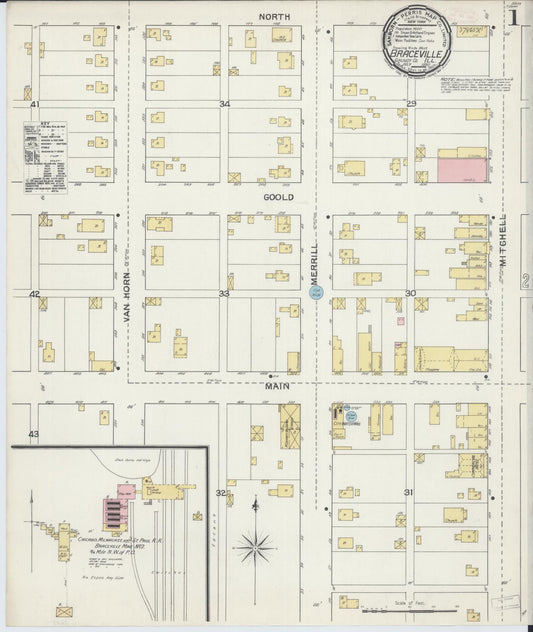 Sanborn Fire Insurance Map from Braceville, Grundy County, Illinois (1892), Sheet #0001 - Complete Map Set gallery image, historic Sanborn map, vintage wall art, Illinois Illinois