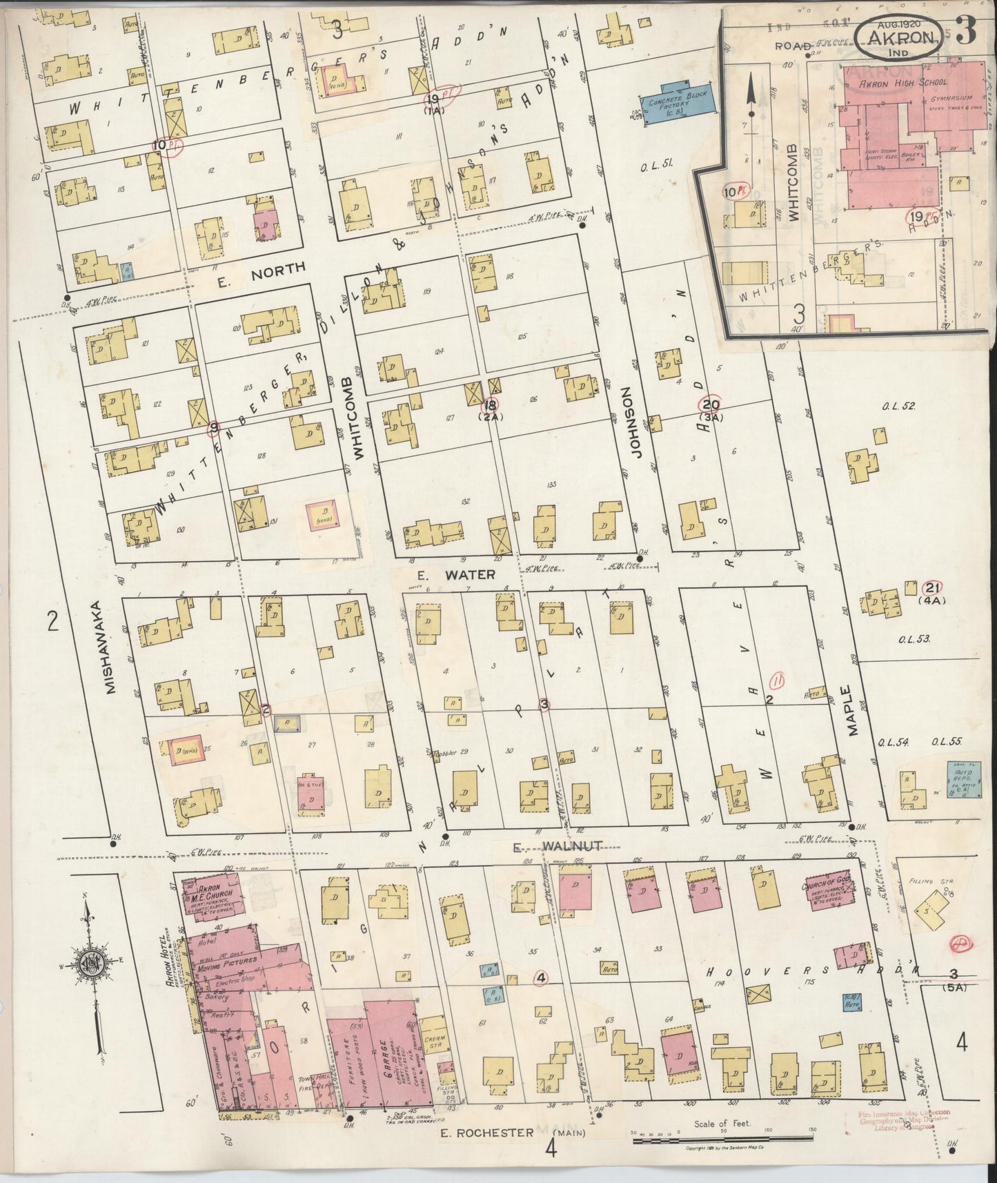 Sanborn Fire Insurance Map from Akron, Fulton County, Indiana (1932), Sheet #0003 - Complete Map Set gallery image, historic Sanborn map, vintage wall art, Indiana Indiana