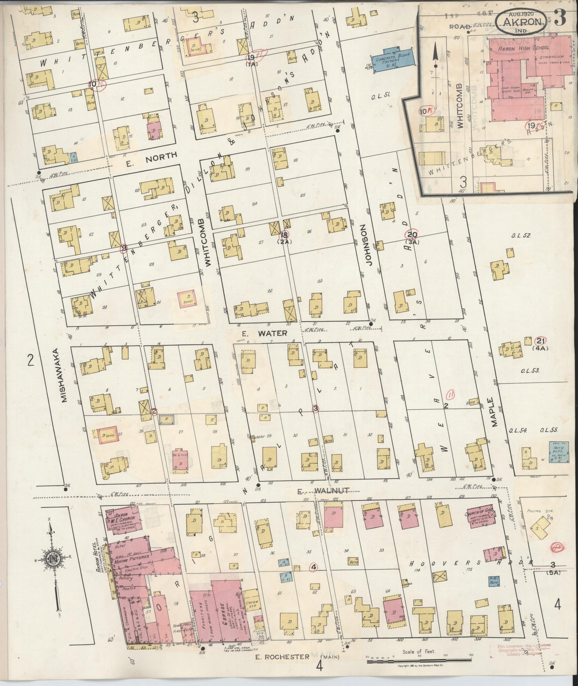 Sanborn Fire Insurance Map from Akron, Fulton County, Indiana (1932), Sheet #0003 - Complete Map Set gallery image, historic Sanborn map, vintage wall art, Indiana Indiana