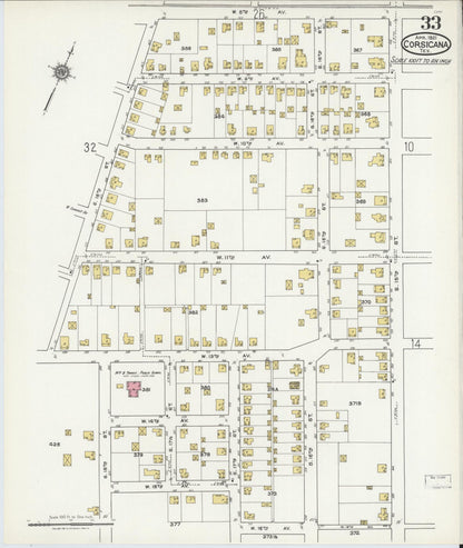 Sanborn Fire Insurance Map from Corsicana, Navarro County, Texas (1921), Sheet #0033 - Historic Sanborn Fire Insurance Map Print, vintage old map wall art, antique decor, genealogy gift, Texas Texas map