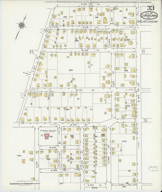Sanborn Fire Insurance Map from Corsicana, Navarro County, Texas (1921), Sheet #0033 - Historic Sanborn Fire Insurance Map Print, vintage old map wall art, antique decor, genealogy gift, Texas Texas map