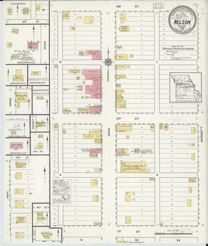 Sanborn Fire Insurance Map from Nelson, Saline County, Missouri (1916), Sheet #0001 - Historic Sanborn Fire Insurance Map Print, vintage old map wall art, antique decor, genealogy gift, Missouri Missouri map