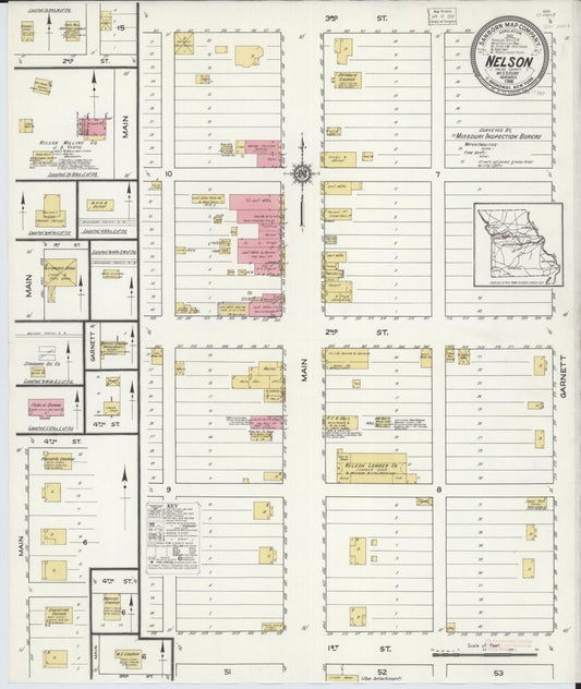 Sanborn Fire Insurance Map from Nelson, Saline County, Missouri (1916), Sheet #0001 - Historic Sanborn Fire Insurance Map Print, vintage old map wall art, antique decor, genealogy gift, Missouri Missouri map