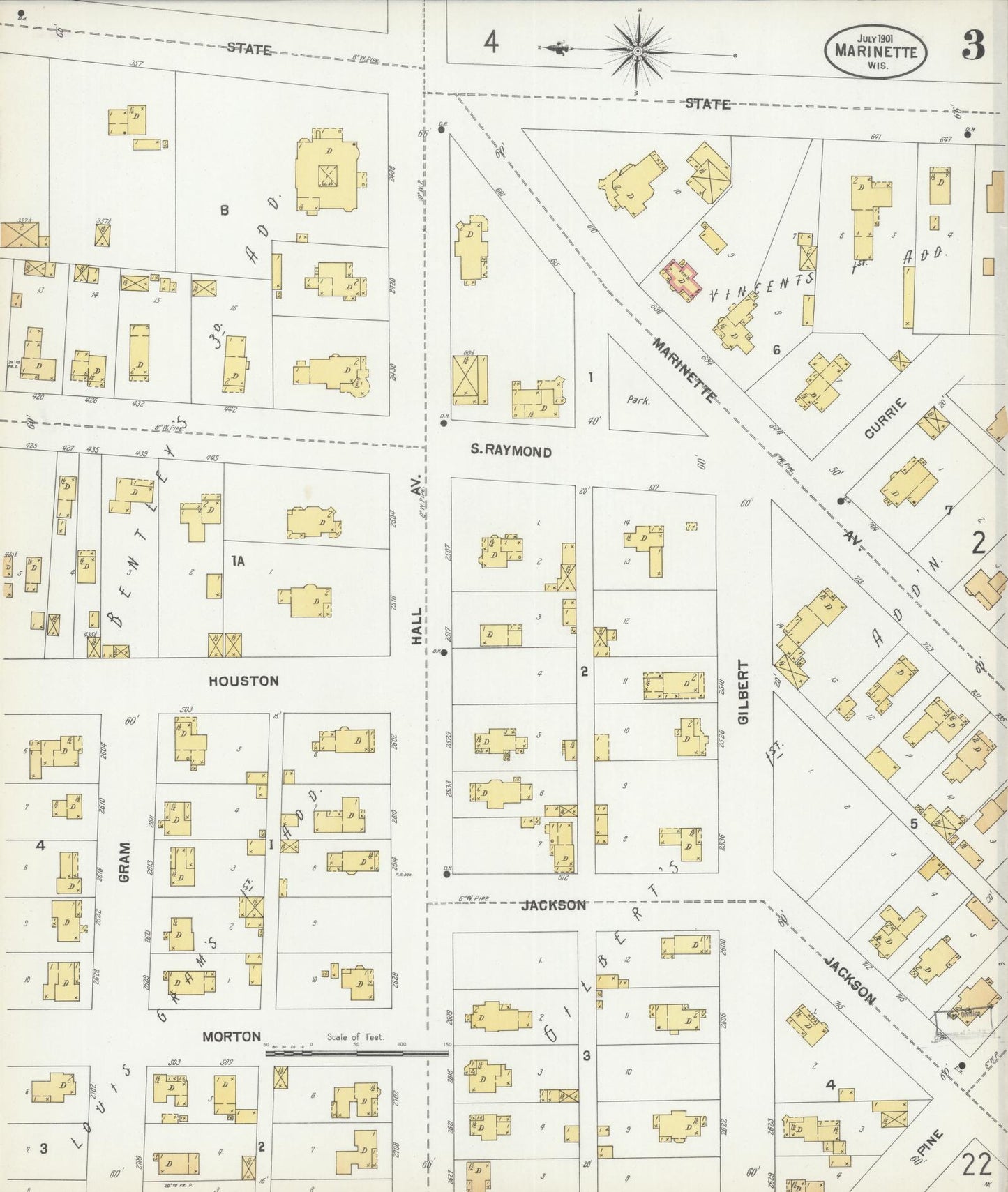 Sanborn Fire Insurance Map from Marinette, Marinette County, Wisconsin (1901), Sheet #0003 - Complete Map Set gallery image, historic Sanborn map, vintage wall art, Wisconsin Wisconsin