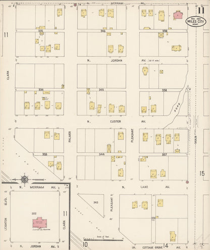 Sanborn Fire Insurance Map from Miles City, Custer County, Montana (1910), Sheet #0011 - Complete Map Set gallery image, historic Sanborn map, vintage wall art, Montana Montana