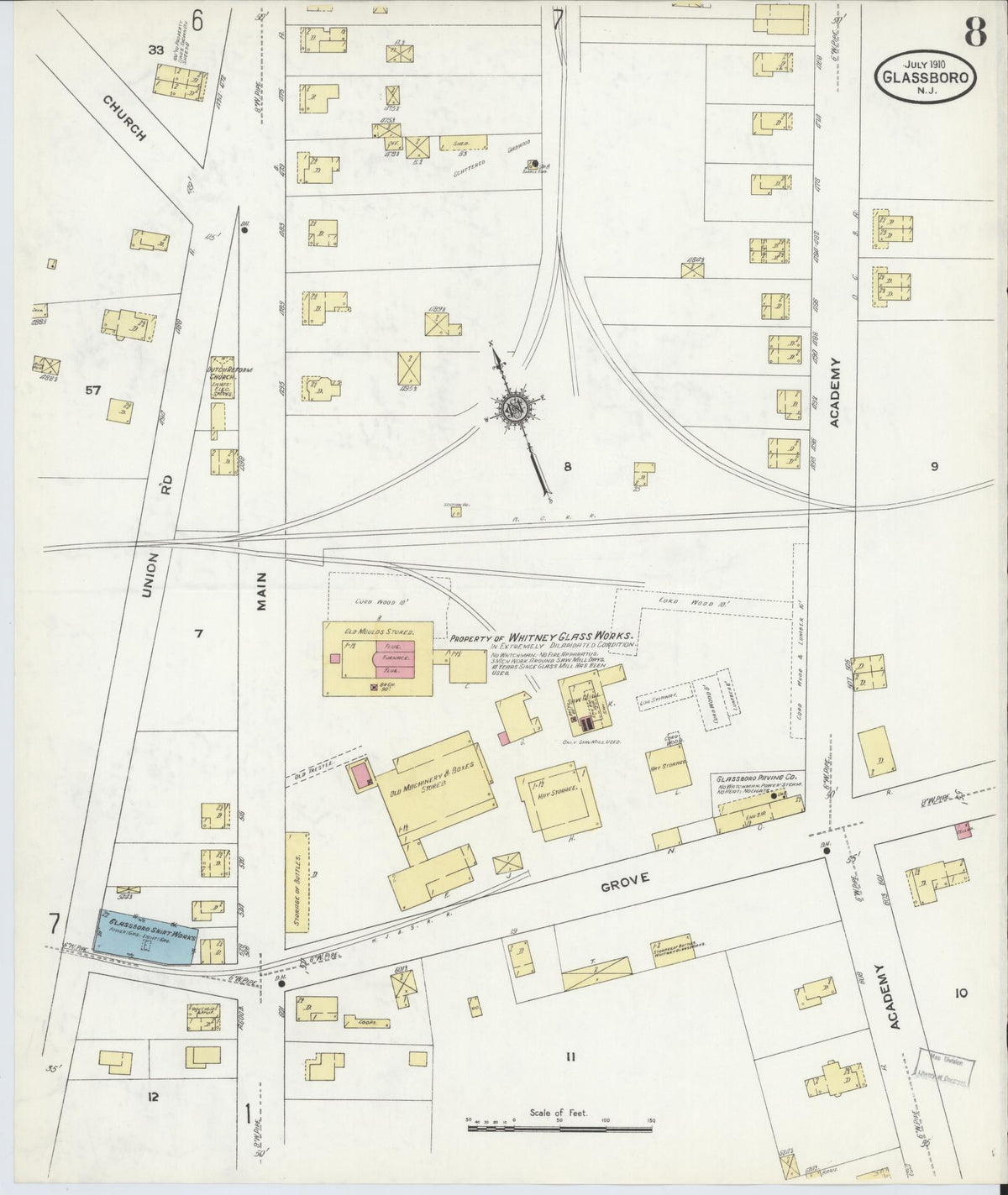 Sanborn Fire Insurance Map from Glassboro, Gloucester County, New Jersey (1910), Sheet #0008 - Complete Map Set gallery image, historic Sanborn map, vintage wall art, New Jersey New Jersey