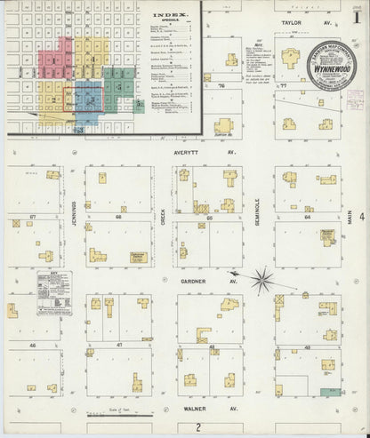 Sanborn Fire Insurance Map from Wynnewood, Garvin County, Oklahoma (1902), Sheet #0001 - Complete Map Set gallery image, historic Sanborn map, vintage wall art, Oklahoma Oklahoma