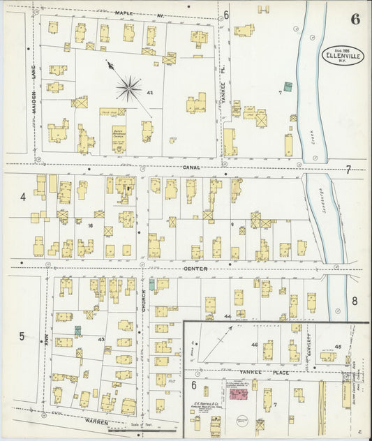 Sanborn Fire Insurance Map from Ellenville, Ulster County, New York (1905), Sheet #0006 - Historic Sanborn Fire Insurance Map Print, vintage old map wall art, antique decor, genealogy gift, New York New York map