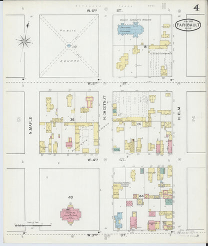 Sanborn Fire Insurance Map from Faribault, Rice County, Minnesota (1893), Sheet #0004 - Historic Sanborn Fire Insurance Map Print, vintage old map wall art, antique decor, genealogy gift, Minnesota Minnesota map