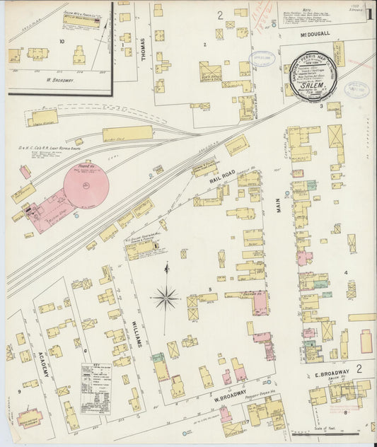 Sanborn Fire Insurance Map from Salem, Washington County, New York (1898), Sheet #0001 - Historic Sanborn Fire Insurance Map Print, vintage old map wall art, antique decor, genealogy gift, New York New York map