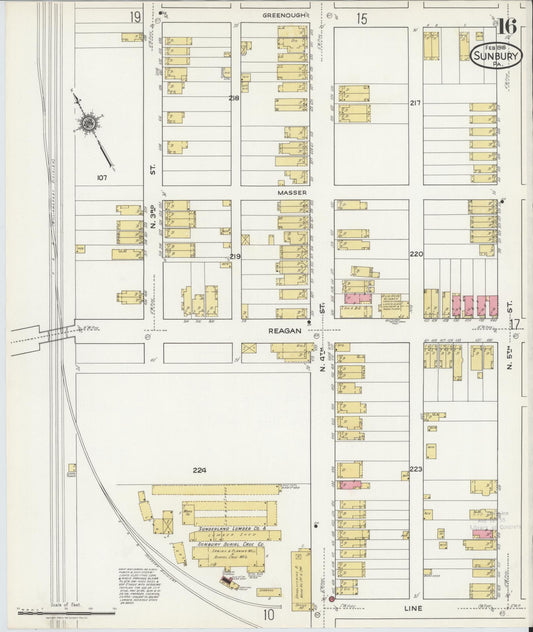 Sanborn Fire Insurance Map from Sunbury, Northumberland County, Pennsylvania (1918), Sheet #0016 - Historic Sanborn Fire Insurance Map Print, vintage old map wall art, antique decor, genealogy gift, Pennsylvania Pennsylvania map