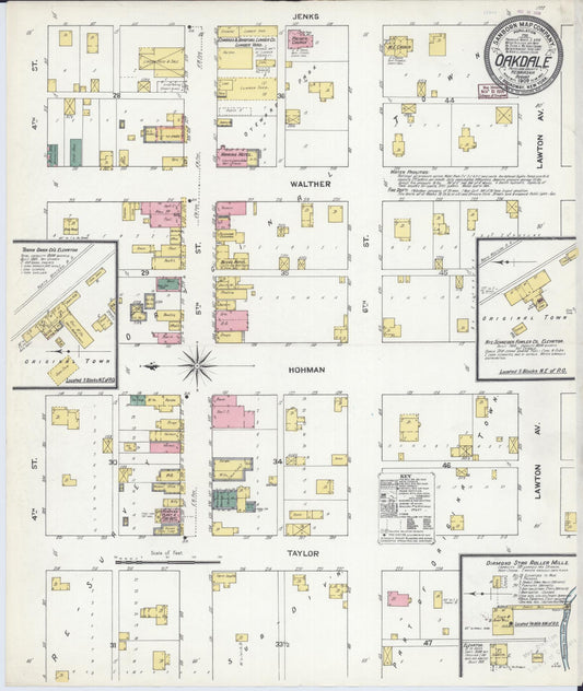 Sanborn Fire Insurance Map from Oakdale, Antelope County, Nebraska (1909), Sheet #0001 - Historic Sanborn Fire Insurance Map Print, vintage old map wall art, antique decor, genealogy gift, Nebraska Nebraska map