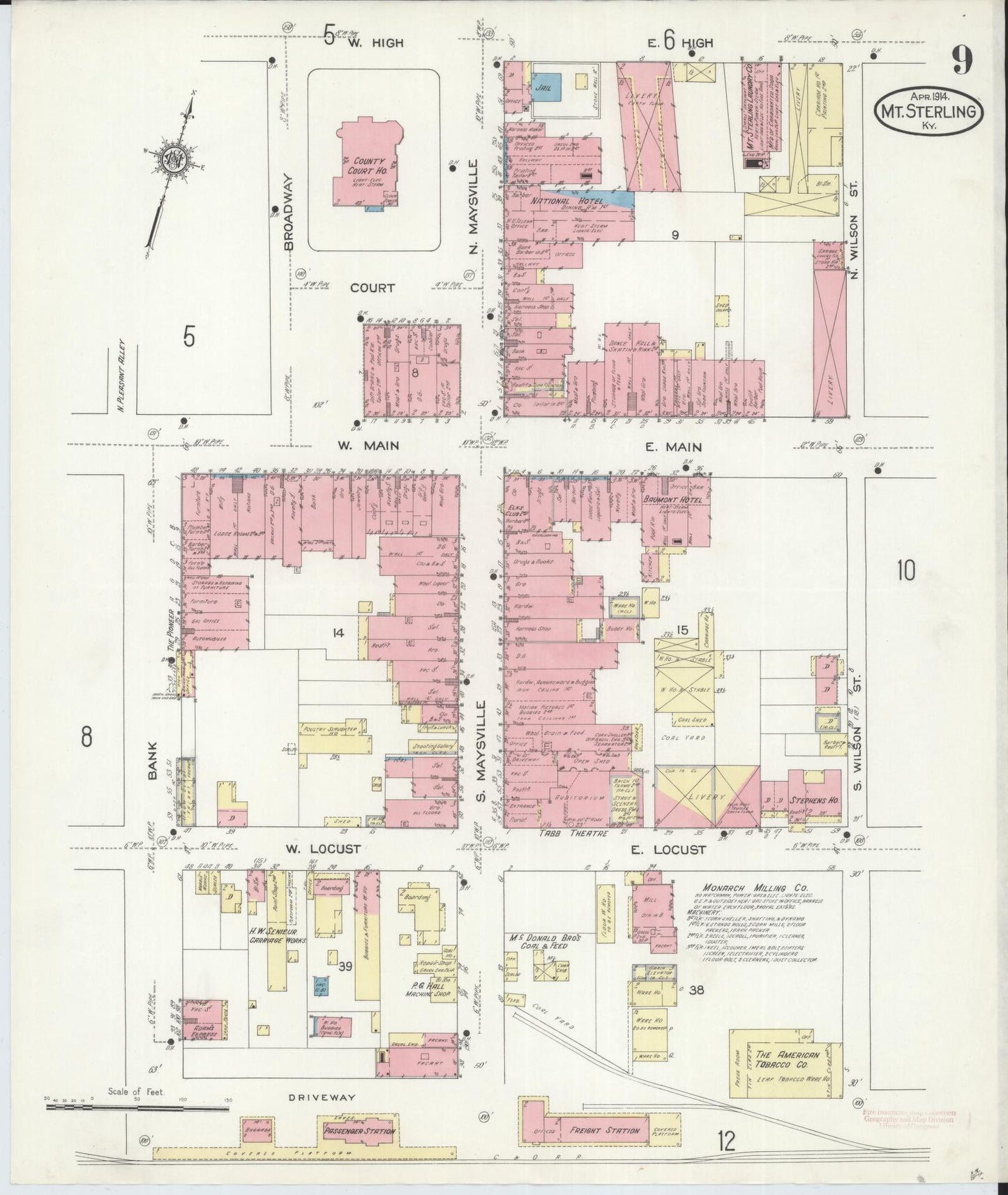 Sanborn Fire Insurance Map from Mount Sterling, Montgomery County, Kentucky (1914), Sheet #0009 - Complete Map Set gallery image, historic Sanborn map, vintage wall art, Kentucky Kentucky