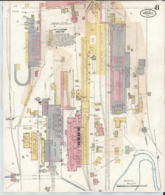 Sanborn Fire Insurance Map from Midvale, Salt Lake County, Utah (1942), Sheet #0008 - Historic Sanborn Fire Insurance Map Print, vintage old map wall art, antique decor, genealogy gift, Utah Utah map