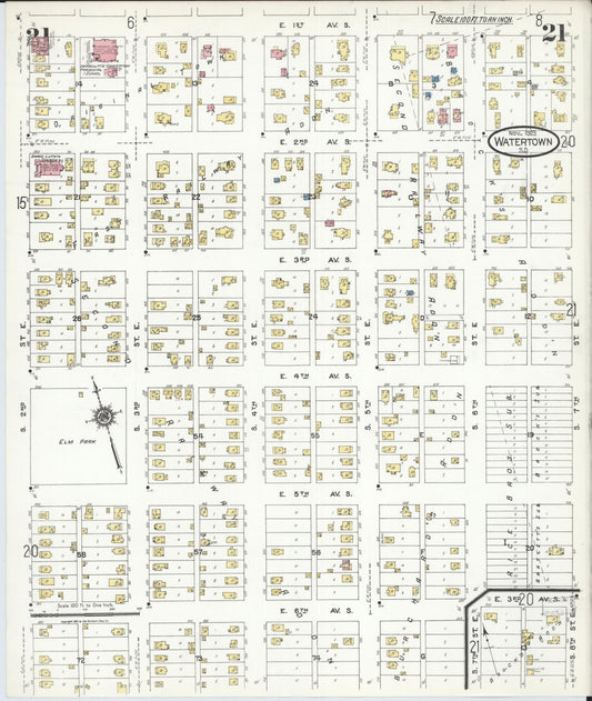 Sanborn Fire Insurance Map from Watertown, Codington County, South Dakota (1923), Sheet #0021 - Historic Sanborn Fire Insurance Map Print, vintage old map wall art, antique decor, genealogy gift, South Dakota South Dakota map