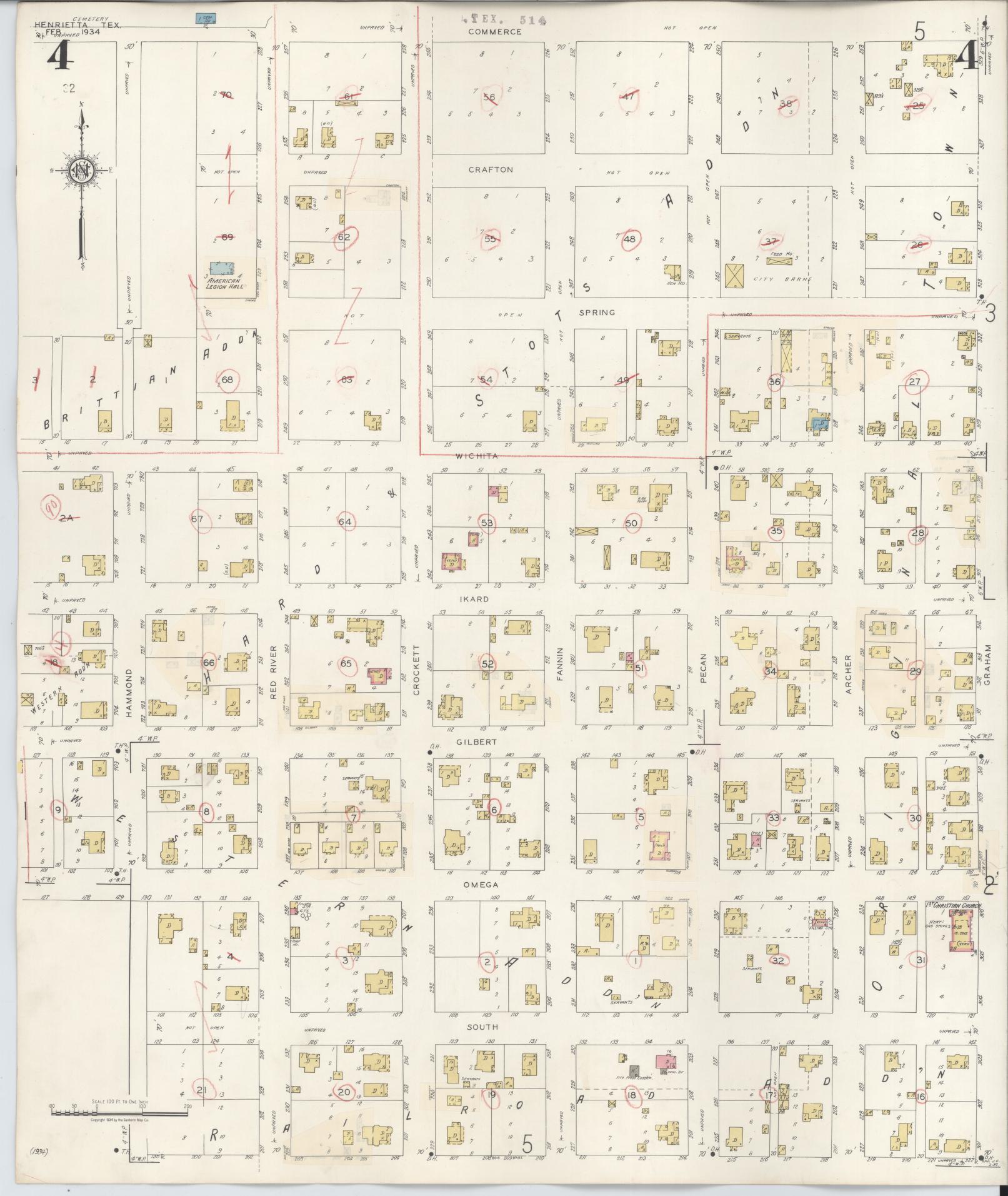 Sanborn Fire Insurance Map from Henrietta, Clay County, Texas (1944), Sheet #0004 - Complete Map Set gallery image, historic Sanborn map, vintage wall art, Texas Texas