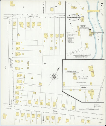 Sanborn Fire Insurance Map from Lawrenceburg, Anderson County, Kentucky (1909), Sheet #0007 - Complete Map Set gallery image, historic Sanborn map, vintage wall art, Kentucky Kentucky