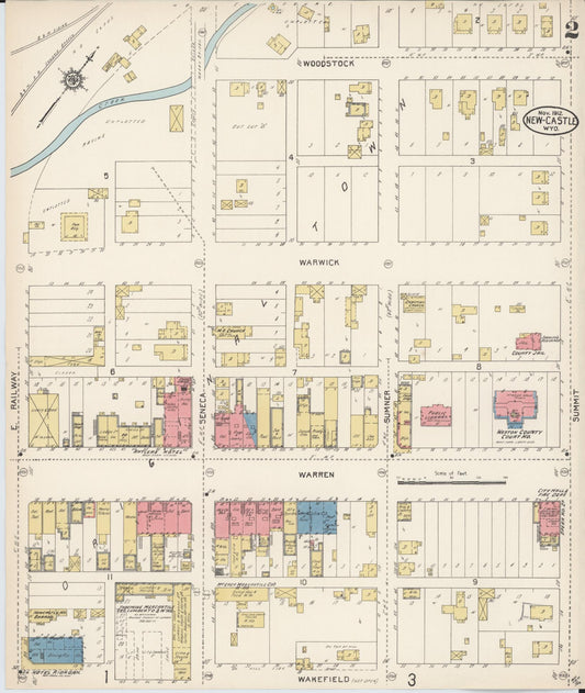 Sanborn Fire Insurance Map from Newcastle, Weston County, Wyoming (1912), Sheet #0002 - Historic Sanborn Fire Insurance Map Print, vintage old map wall art, antique decor, genealogy gift, Wyoming Wyoming map