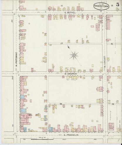 Sanborn Fire Insurance Map from Hagerstown, Washington County, Maryland (1887), Sheet #0005 - Complete Map Set gallery image, historic Sanborn map, vintage wall art, Maryland Maryland