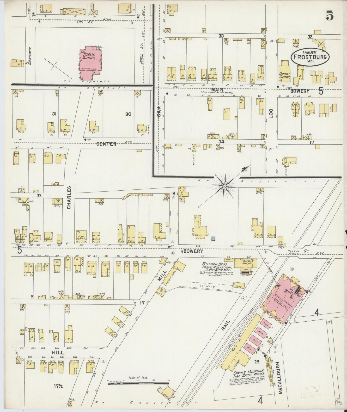 Sanborn Fire Insurance Map from Frostburg, Allegany County, Maryland (1897), Sheet #0005 - Complete Map Set gallery image, historic Sanborn map, vintage wall art, Maryland Maryland